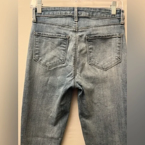 L'AGENCE High Line High Rise Skinny Distressed Frayed raw-cut cuffs Jeans 25 - Picture 3 of 11